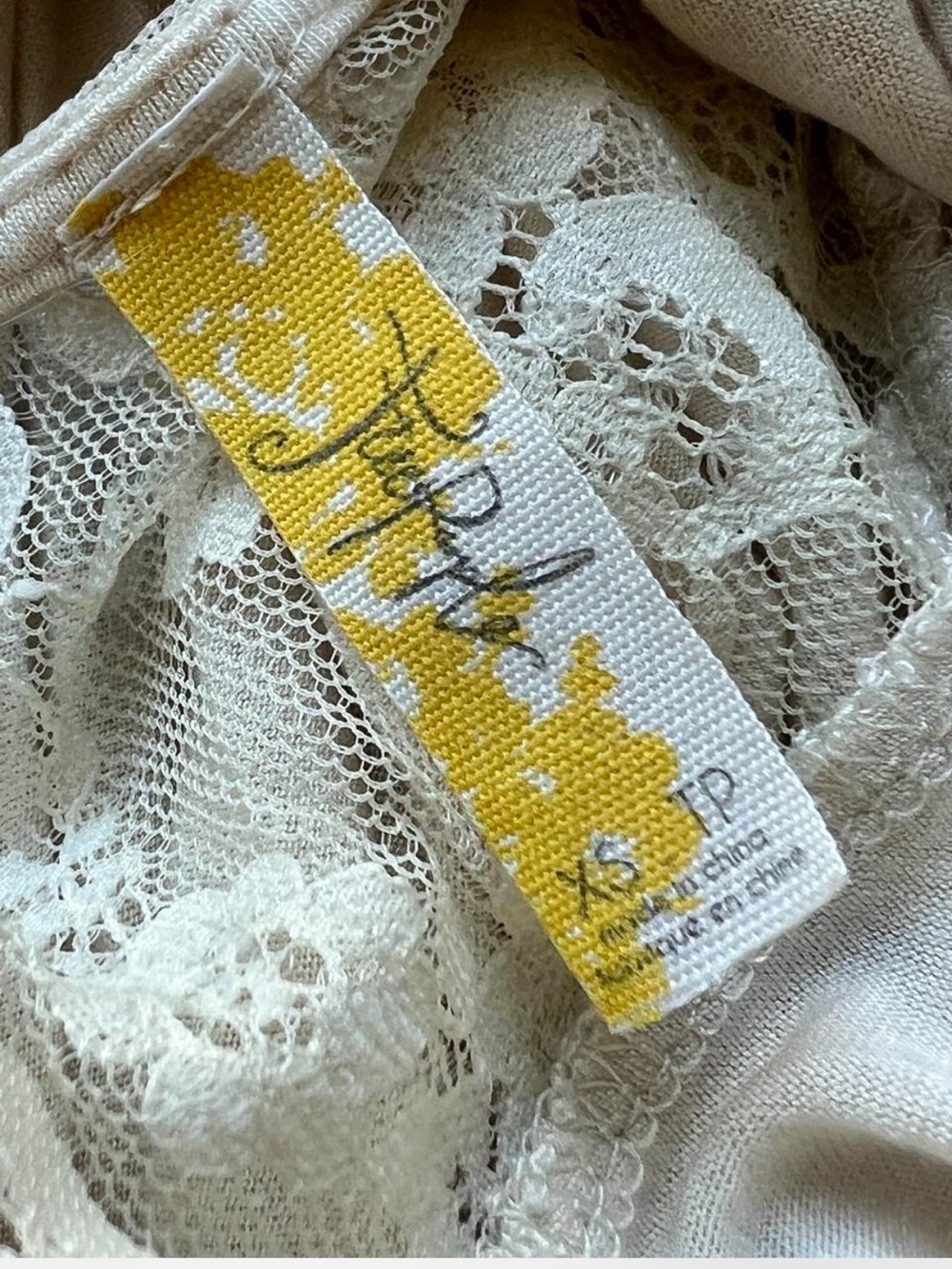 Free People Intimately Draped Low Back Lace Racerback Tank Top Cream XS - Picture 3 of 5